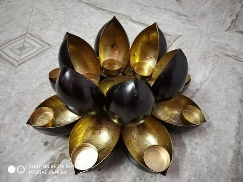 Iron lotus floor diya - Barkat Collection