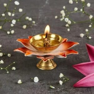 Brass Lotus Petal Oil Lamp Diya