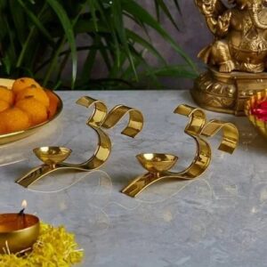 Brass Om Diya Set