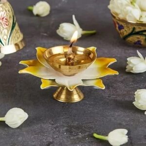 Lotus Shaped Brass Oil Lamp