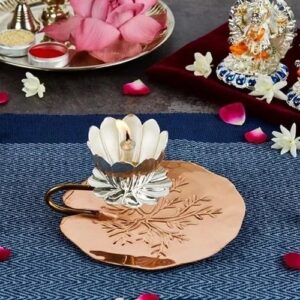 Lotus Shaped Metallic Diya Lamp
