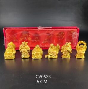 Mini Golden Laughing Buddha Set