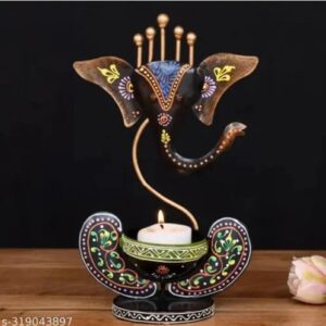 Metal Ganesha t light candle holder