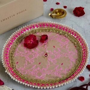Swastik Floral Brass Pooja Thali