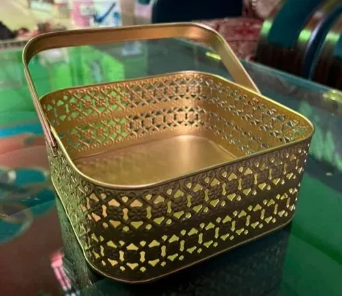 Decorative Gold Finish Metal Storage Basket