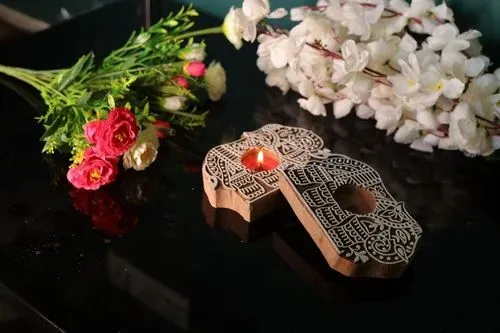 Handcrafted Wooden Elephant Block Candle Holder