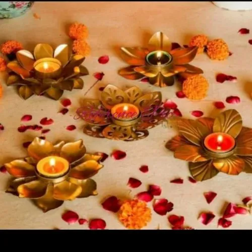 Metal Lotus Diya