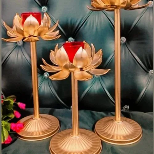 Metal Lotus Candle Stand
