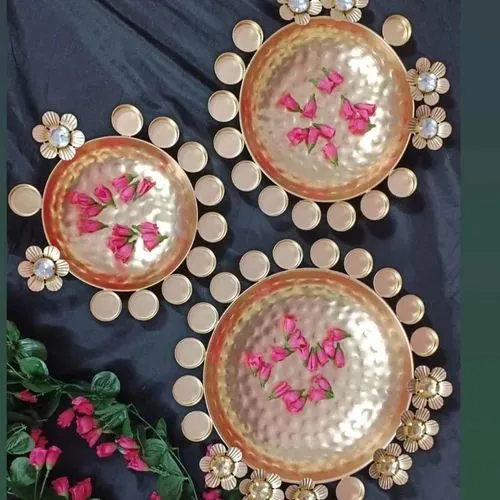 14 Inch Lotus Metal Round Urli