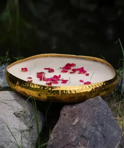 10 Inch Lotus Antique Metal Urli