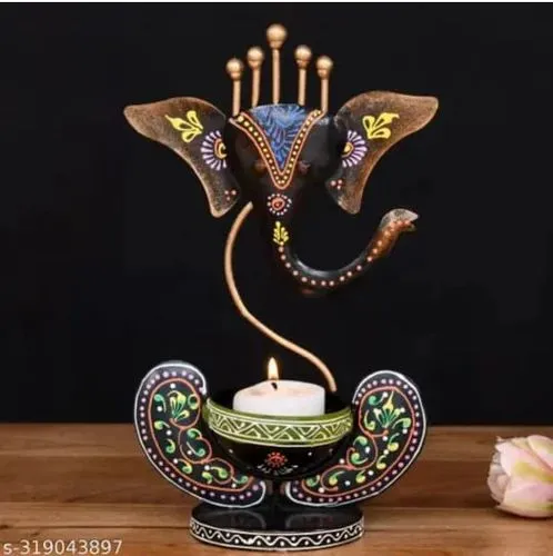 Metal Ganesha t light candle holder