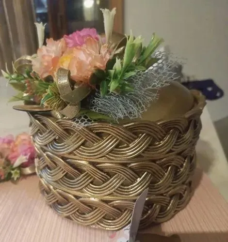 8-Inch Round Metal Hamper Gift Basket Box