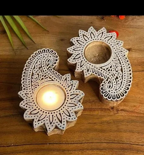 Wooden T Light Candle Holder