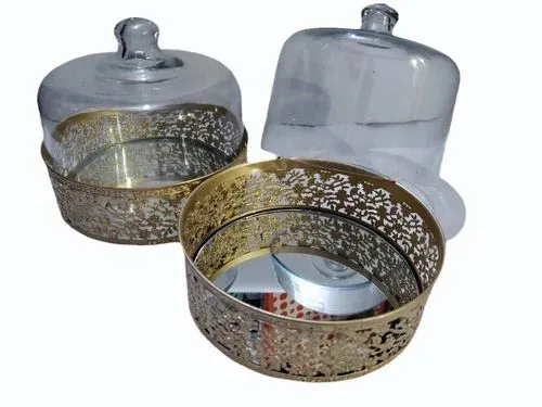 Round Metal Gift Box with Inner Glass Dome