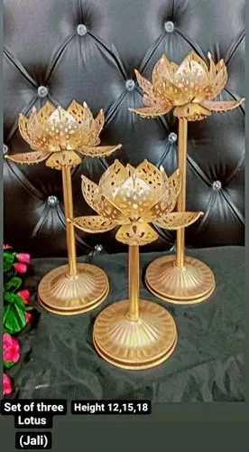 Triple Tier Iron Pillar Candle Stand (13-18 Inch)