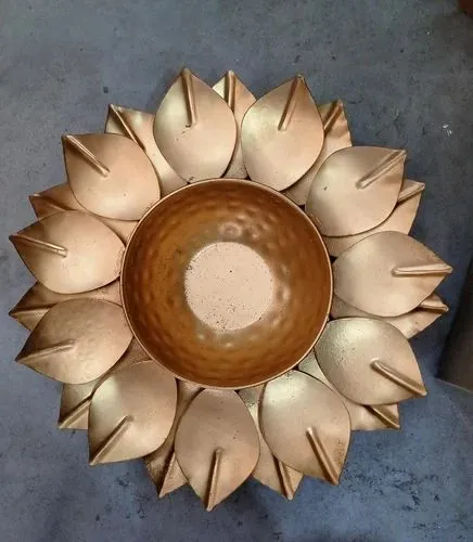 Round Metal Lotus Urli