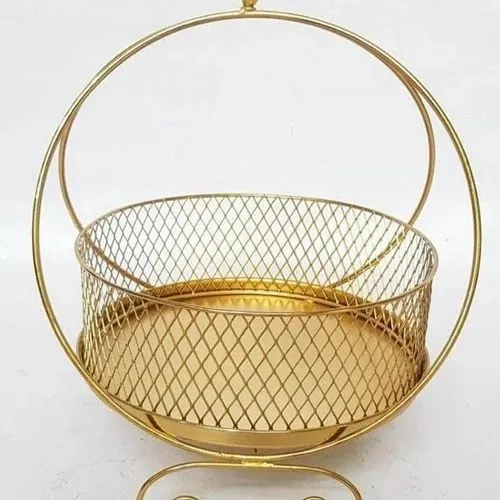 8-Inch Round Single Handle Metal Fruit Basket
